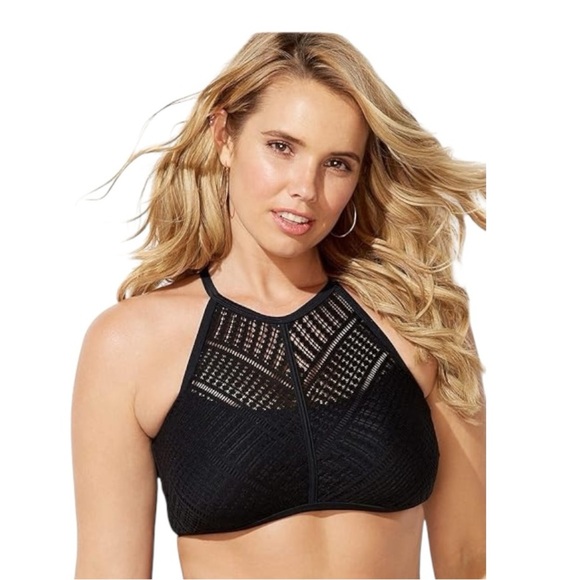NWT! Swimsuits for All Black Crocheted Bikini Top. Size 6. - Picture 1 of 11